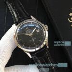 Omega Constellation Replica Watch Black Dial With Leather Strap